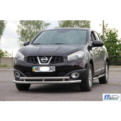 Купить Передний двойной ус ST016 (нерж) 70/42 мм для Nissan Qashqai 2010-2014 гг