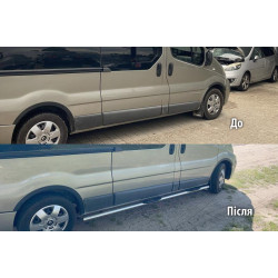 Купить Боковые трубы BB002 (2 шт, нерж.) 70мм, Длинная база для Nissan Primastar 2002-2014 гг