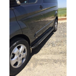 Купить Боковые пороги Bosphorus Grey (2 шт., алюминий) Короткая база для Ford Custom 2013-2022 гг