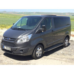 Купить Боковые пороги Bosphorus Grey (2 шт., алюминий) Короткая база для Ford Custom 2013-2022 гг