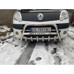 Купить Кенгурятник WT003/004 (нерж.) с надписью, 60 мм для Renault Kangoo 2008-2020 гг