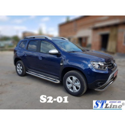 Купить Боковые пороги Premium (2 шт., нерж.) Ø60 для Renault Duster 2018-2024 гг