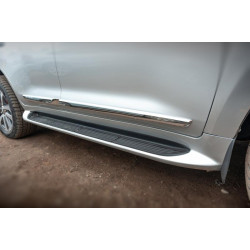 Купити Бокові пороги з LED (дизайн 2015-2020) Чорний колір для Toyota Land Cruiser 200