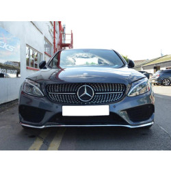 Купити Передня решітка Diamond Silver (для Avantgarde/AMG-Line/C43 AMG) 2018-2025, з камерою для Mercedes C-сlass W205 рр