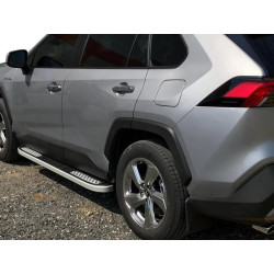 Купить Боковые пороги Tayga V2 (2 шт., алюминий) для Toyota Rav 4 2019- гг