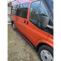 Купити Бокові пороги Maya Red (2 шт., алюміній) L1 (коротка) для Ford Transit 2000-2014 рр