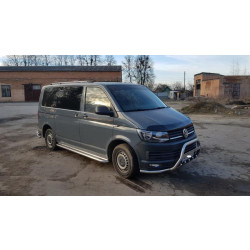 Купити Кенгурятник з вусами WT004-ST (нерж) для Volkswagen T6