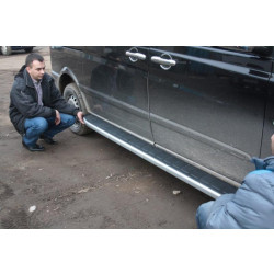 Купить Боковые пороги Tayga V2 (2 шт, алюм.) Короткая (short) и Средняя (long) для Mercedes Vito W639 2004-2014 гг