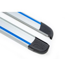 Купити Бокові пороги Maya Blue-Grey (2 шт., Алюміній) для Volkswagen Amarok 2010-2022 рр