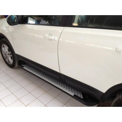 Купить Боковые пороги Allmond Grey (2 шт, алюм) Длинная база для Nissan Qashqai 2010-2014 гг