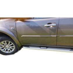 Купити Бокові пороги Mevsim Grey (2 шт., Алюміній) для Mitsubishi Pajero Sport 2008-2015 рр