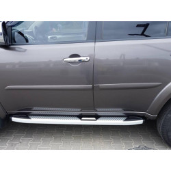 Купити Бокові пороги Mevsim Grey (2 шт., Алюміній) для Mitsubishi Pajero Sport 2008-2015 рр