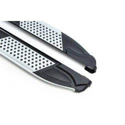 Купити Бокові пороги Mevsim Grey (2 шт., Алюміній) коротка база для Ford Custom 2013-2022 рр