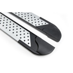 Купити Бокові пороги Allmond Grey (2 шт., Алюміній) для SsangYong Korando 2019- рр