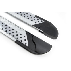 Купить Боковые пороги Vision New Grey (2 шт., алюминий) для Jeep Cherokee/Liberty 2007-2013 гг