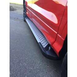 Купить Боковые пороги Allmond Grey (2 шт, алюм.) С окрашенной листвой на дверях для Ford Kuga/Escape 2013-2019 гг