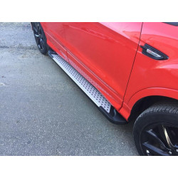 Купить Боковые пороги Allmond Grey (2 шт, алюм.) С окрашенной листвой на дверях для Ford Kuga/Escape 2013-2019 гг