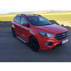 Купить Боковые пороги Allmond Grey (2 шт, алюм.) С черной листвой на дверях для Ford Kuga/Escape 2013-2019 гг
