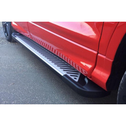 Купить Боковые пороги Line (2 шт., алюминий) С черной листвой на дверях для Ford Kuga/Escape 2013-2019 гг