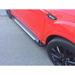 Купить Боковые пороги Line (2 шт., алюминий) С черной листвой на дверях для Ford Kuga/Escape 2013-2019 гг