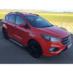 Купить Боковые пороги Sunrise (2 шт., алюминий) С черной листвой на дверях для Ford Kuga/Escape 2013-2019 гг