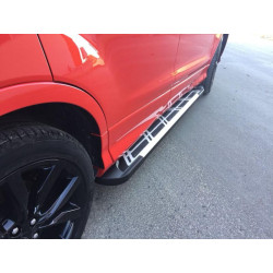 Купить Боковые пороги Sunrise (2 шт., алюминий) С черной листвой на дверях для Ford Kuga/Escape 2013-2019 гг