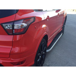 Купити Бокові пороги Tayga Grey (2 шт., Алюміній) З чорним листям на дверях для Ford Kuga/Escape 2013-2019 рр