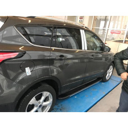 Купить Боковые пороги Bosphorus Grey (2 шт., алюминий) С черной листвой на дверях для Ford Kuga/Escape 2013-2019 гг