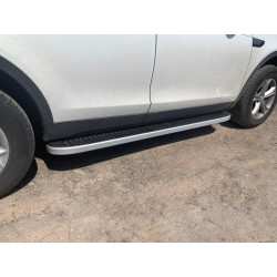 Купить Боковые пороги Tayga Grey (2 шт., алюминий) 2019-2025 для Land Rover Discovery Sport