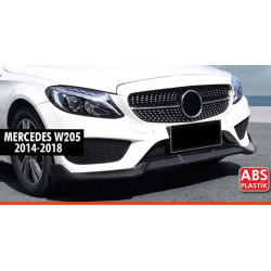 Купить Накладка на передний бампер DPT V1 (2014-2018, только для AMG-Line, черный глянец) для Mercedes C-сlass W205
