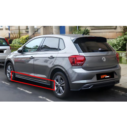 Купить Боковые пороги DPT V-2 (черный глянец) для Volkswagen Polo 2017- рр