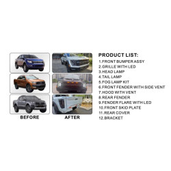 Купити Комплект обвісів (дизайн F150 Raptor 2023) для Ford Ranger 2011-2022 рр