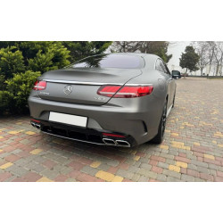 Купить Задний диффузор с насадками Silver (2018-2020, Дизайн S-COUPE63) для Mercedes S-class C217 Coupe