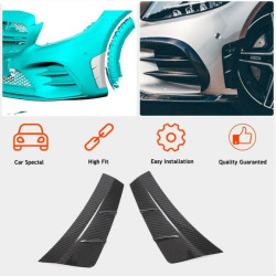 Купити Накладки на передній бампер V2 (для C43 AMG 2019-2021, Карбон) для Mercedes C-сlass W205 рр