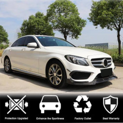 Купити Накладка на передній бампер Lip V2 (для C43 AMG 2015-2019, Карбон) для Mercedes C-сlass W205 рр
