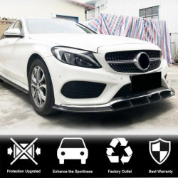 Купити Накладка на передній бампер Lip V3 (для C43 AMG 2015-2019, Карбон) для Mercedes C-сlass W205 рр