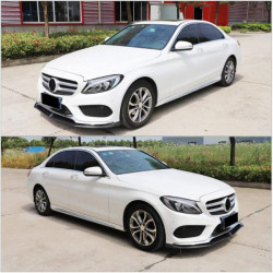 Купити Накладка на передній бампер Lip V6 (для C43 AMG 2015-2019, Карбон) для Mercedes C-сlass W205 рр