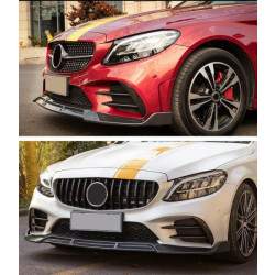 Купити Накладка на передній бампер Lip V3 (для C43 AMG 2019-2021, Карбон) для Mercedes C-сlass W205 рр