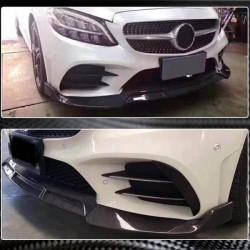 Купити Накладка на передній бампер Lip V3 (для C43 AMG 2019-2021, Карбон) для Mercedes C-сlass W205 рр