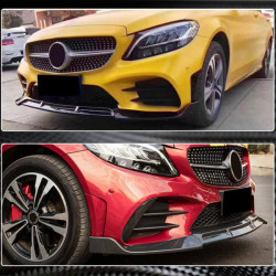 Купити Накладка на передній бампер Lip V3 (для C43 AMG 2019-2021, Карбон) для Mercedes C-сlass W205 рр