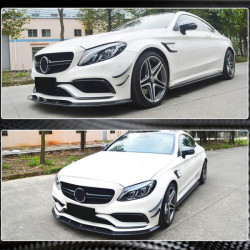 Купити Накладка на передній бампер Lip V3 (для SD C63 AMG 2015-2019, Карбон) для Mercedes C-сlass W205 рр
