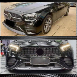 Купити Накладка на передній бампер Lip (для AMG-Line 2020-2023, Карбон) для Mercedes E-сlass W213 рр