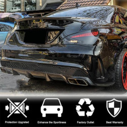 Купить Диффузор заднего бампера V2 (для AMG-Line/CLA45 AMG 2013-2016, Карбон) для Mercedes CLA C117