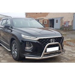 Купить Кенгурятник усатый WT006 (нерж) для Hyundai Santa Fe 4 2018-2023 гг