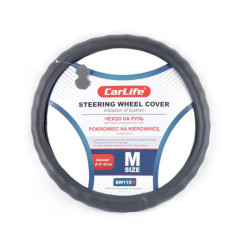 Купить Чехол на руль Carlife 37-39 см из искусственной кожи, черный SW115M