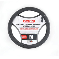 Купить Чехол на руль CarLife 39-41 см кожаный черный SW227L