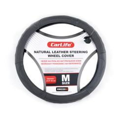 Купить Чехол на руль Carlife 35-37 см кожаный черный SW229S