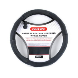Купить Чехол на руль Carlife 39-41 см кожаный, черный SW231L