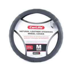 Купить Чехол на руль Carlife 35-37 см кожаный, черный SW233S