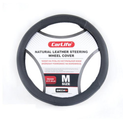 Купить Чехол на руль Carlife 37-39 см кожаный, черный SW234M
